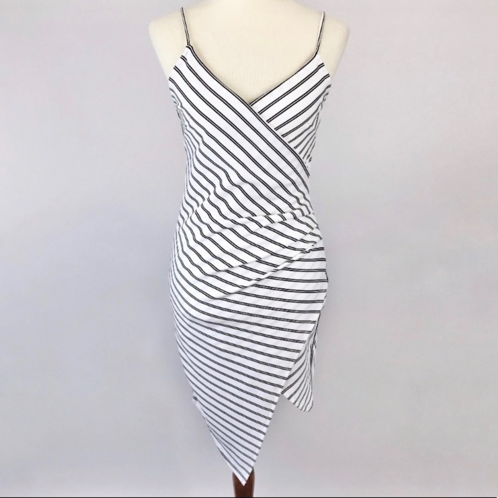 Black & White Stripped Asymmetrical Dress